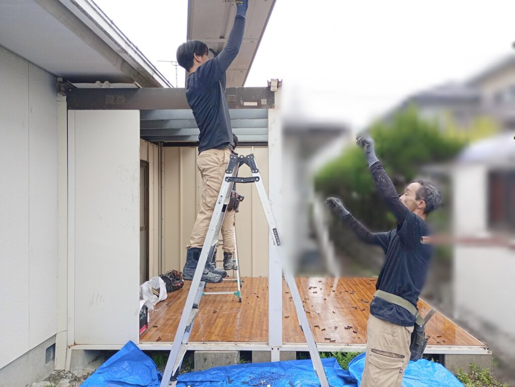 もともと後から増築されていたプレハブ構造のため、本体とは別の独立したつくりになっており、比較的解体しやすい状態でした。